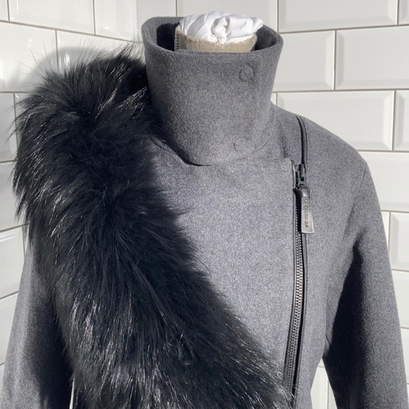 Mackage Wool Grey Coat Fur Collar - Picture 6 of 11